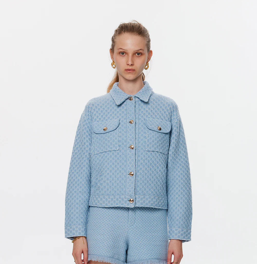 DENIM-LOOK WOOL TUCKER JACKET