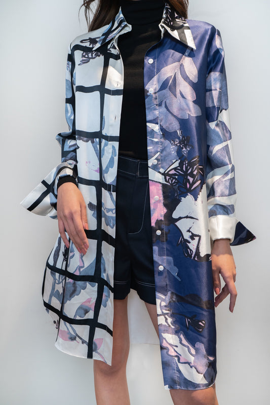 Irregular Print Long Top  Floral 38