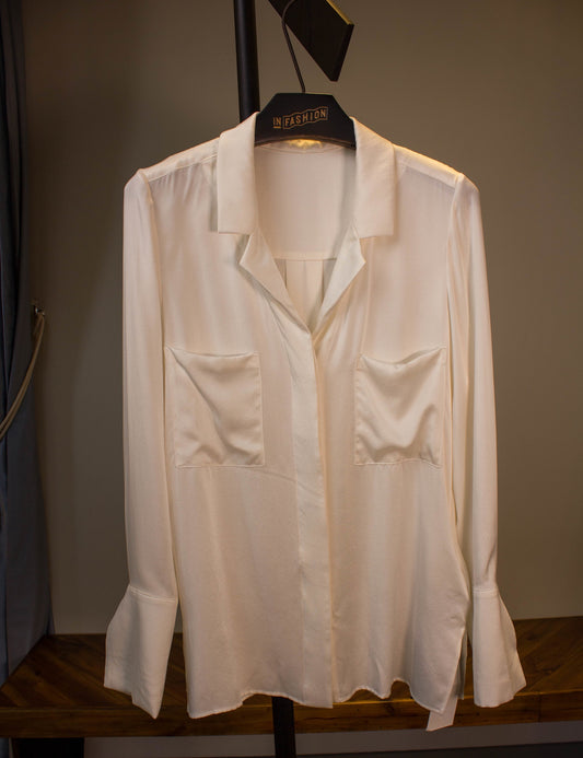 Silk Long Sleeves blouse White 38