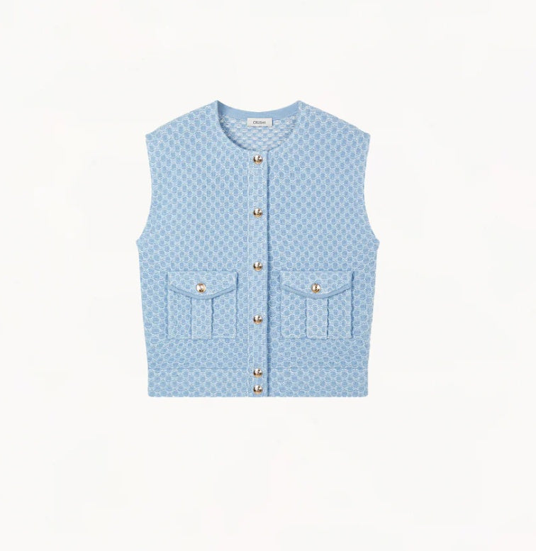 DENIM-LOOK WOOL WAISTCOAT