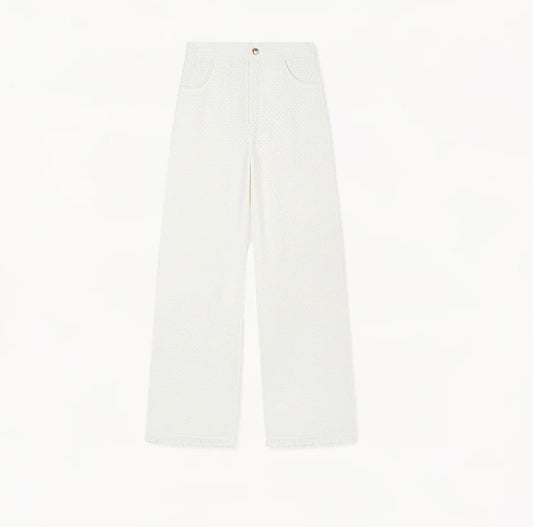 DENIM-LOOK WOOL TROUSERS