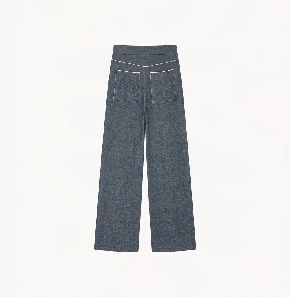 DENIM-LOOK STRAIGHT LEG TROUSERS