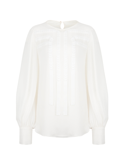 Double Georgette Origanmi Blouse WHITE 36