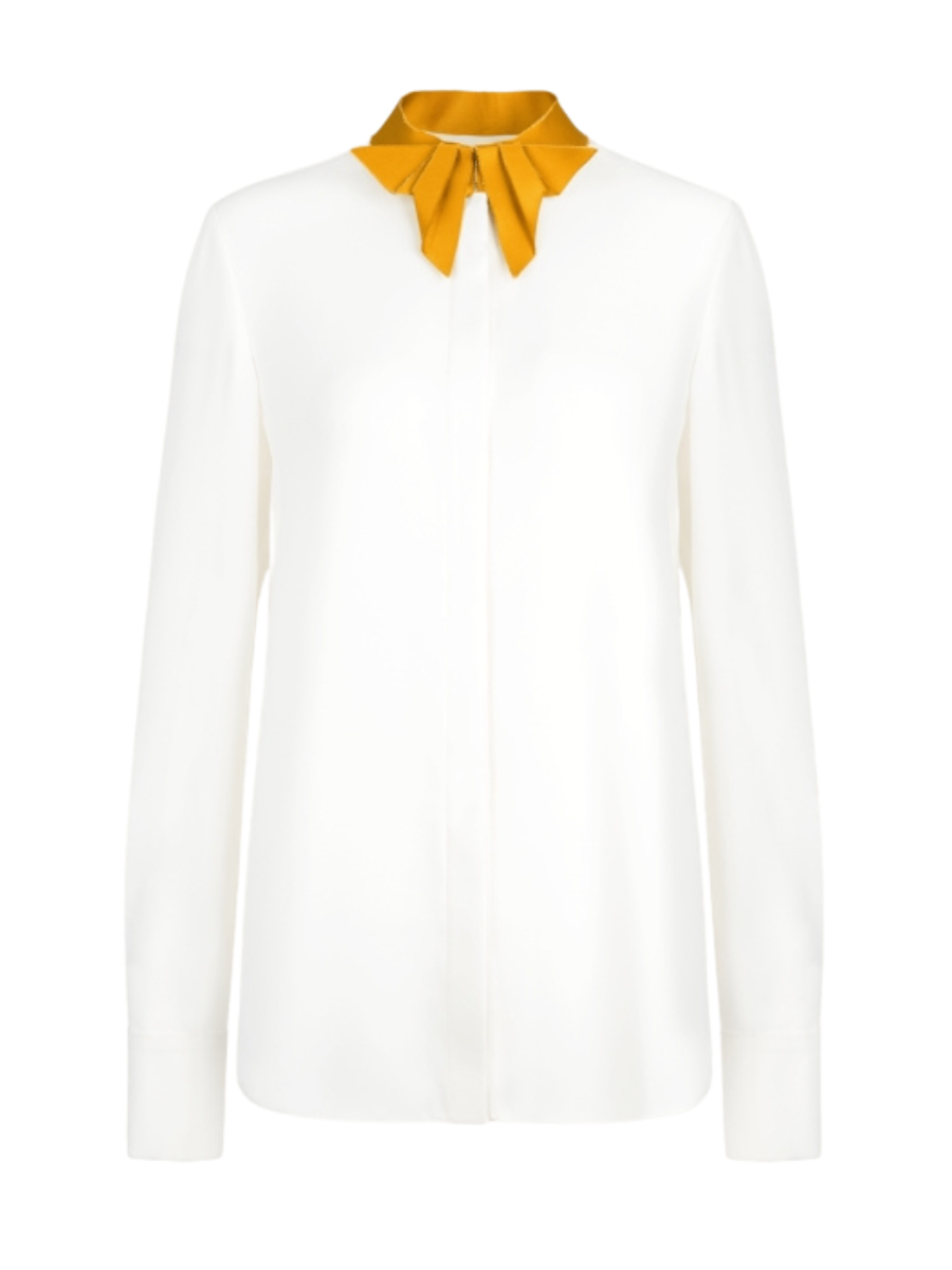 Origami Bow-Neck Blouse WHITE+GOLD NECK 36