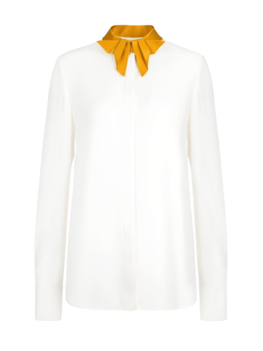 Origami Bow-Neck Blouse WHITE+GOLD NECK 36