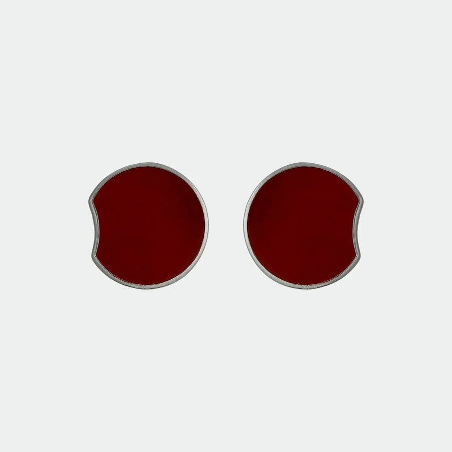 Red Eclipse Earrings Silver
