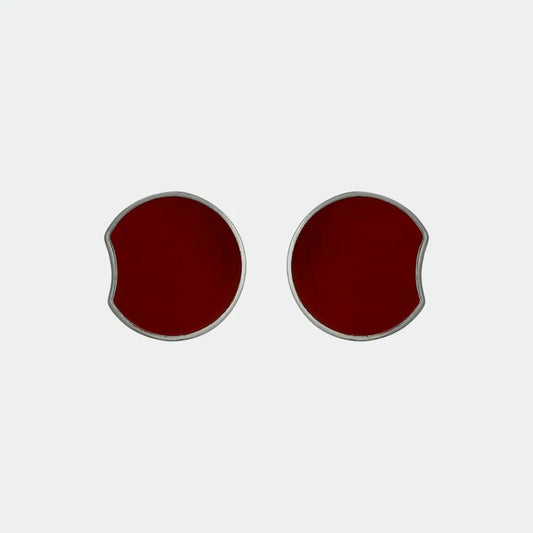 Red Eclipse Earrings Silver