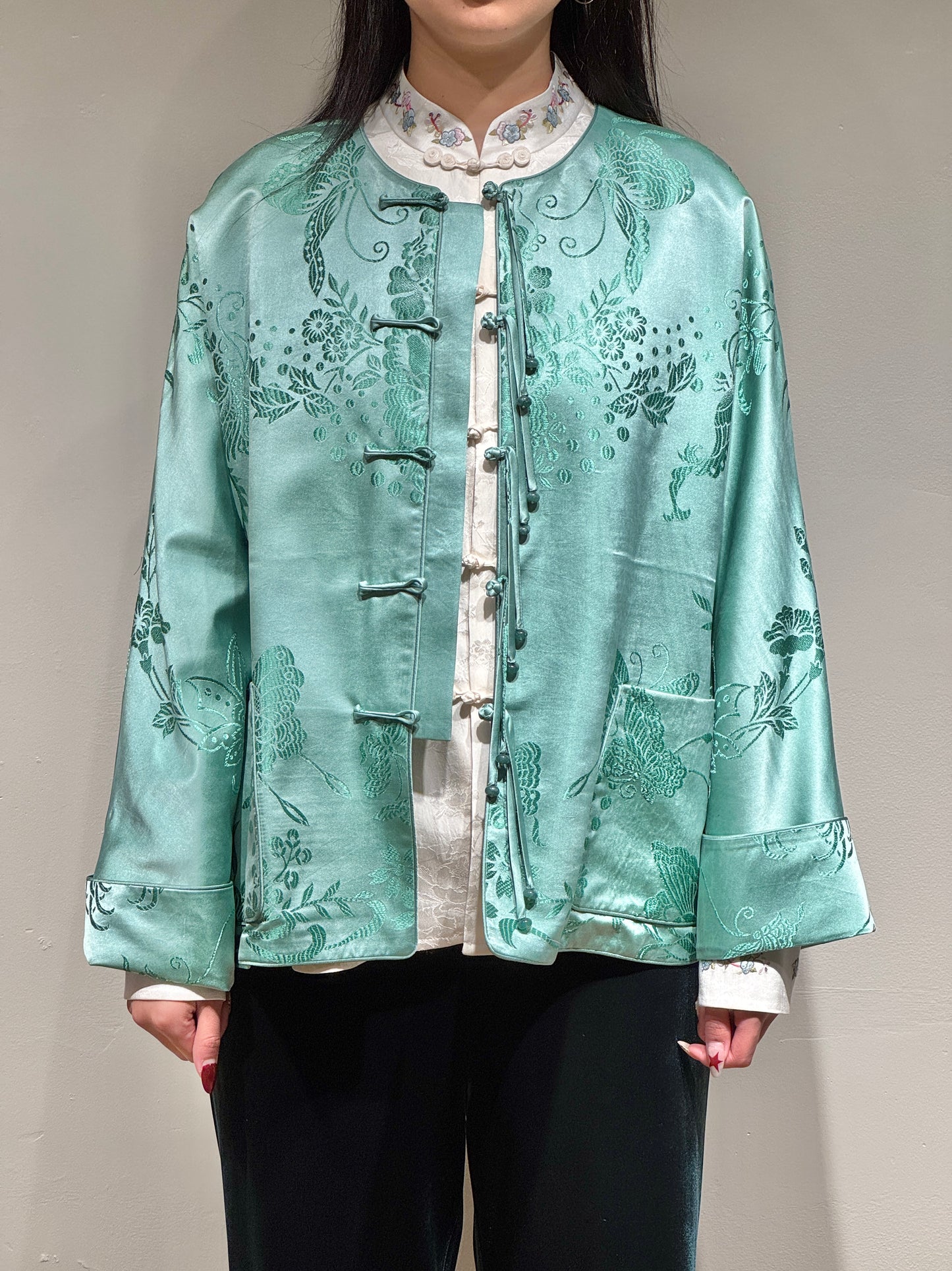 Classic Satin U-Neck Jacket