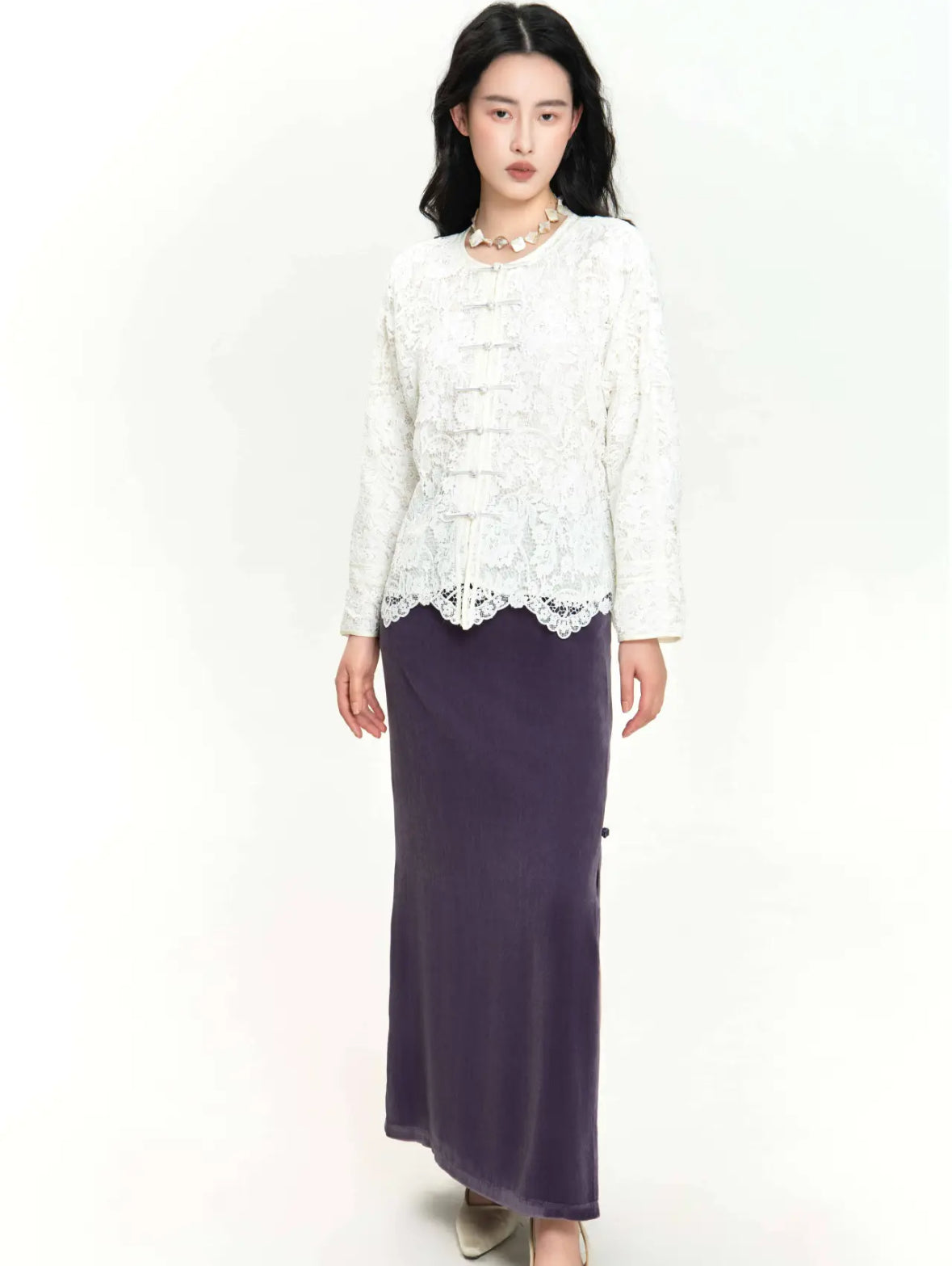 Lace Button-Front Jacket