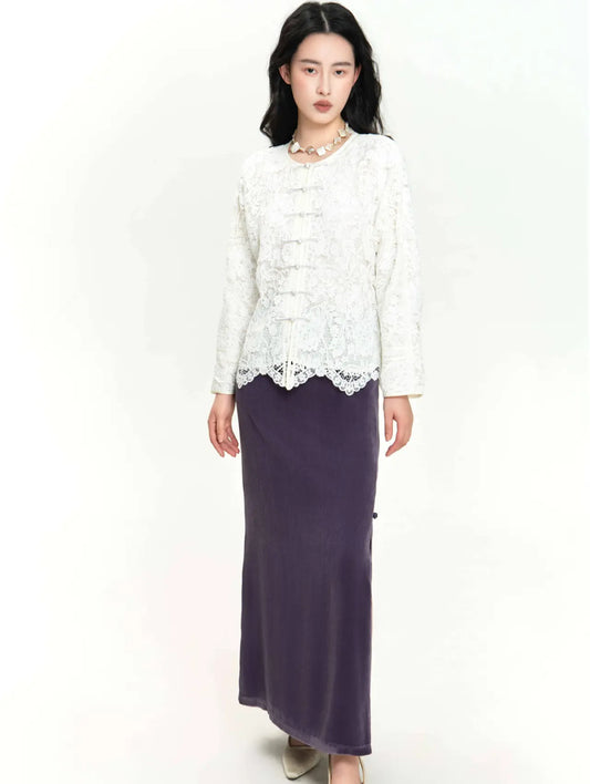 Lace Button-Front Jacket