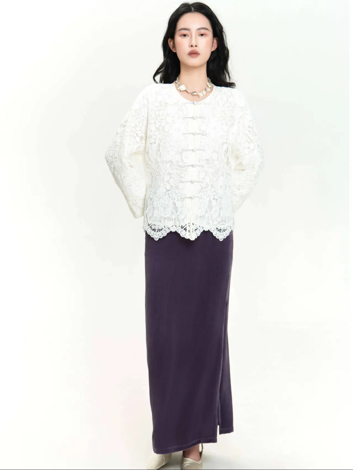 Lace Button-Front Jacket