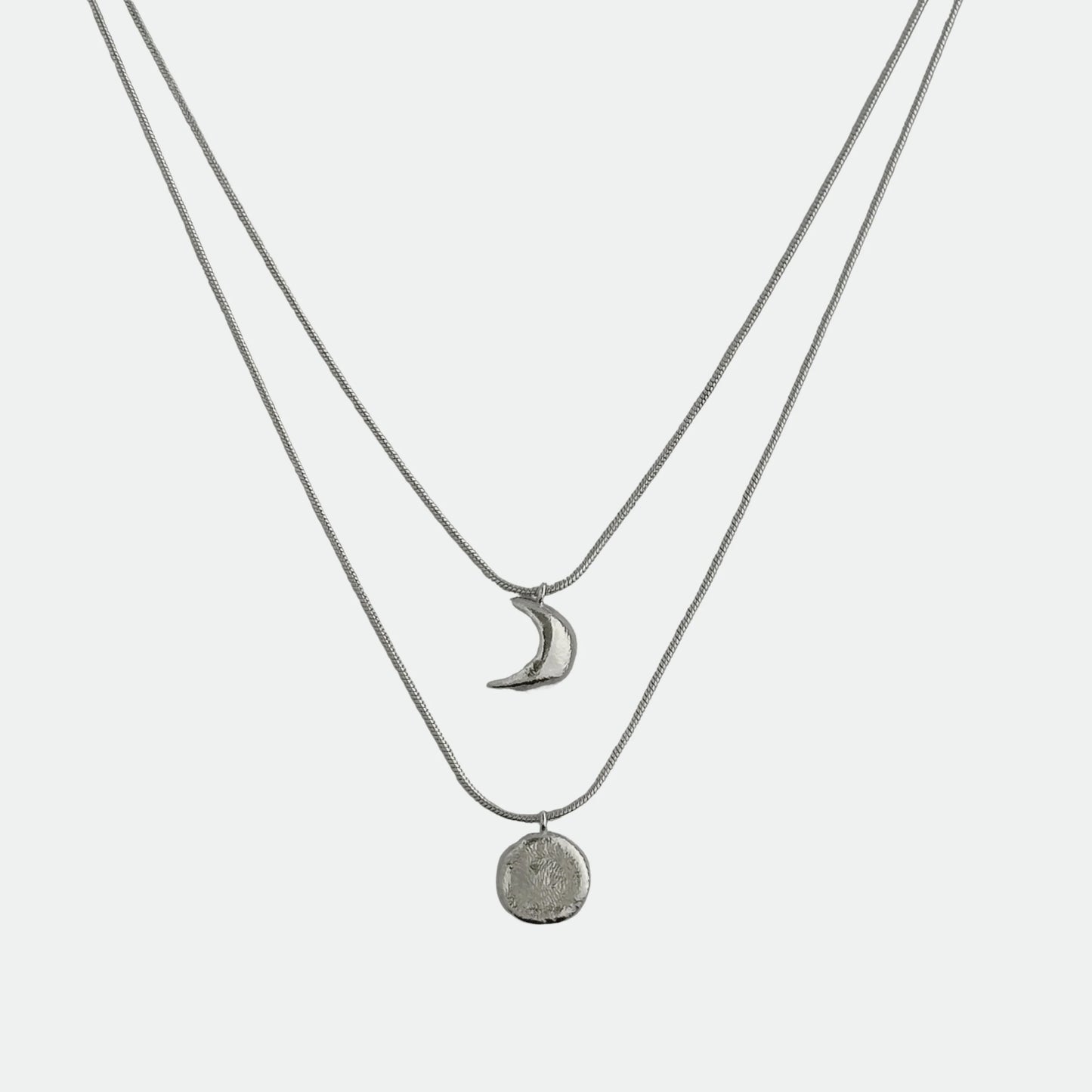 Sun and Moon Necklace Silver
