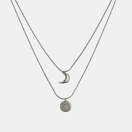 Sun and Moon Necklace Silver