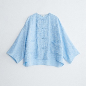 Jacquard Fringed Chinese Button Down Shirt