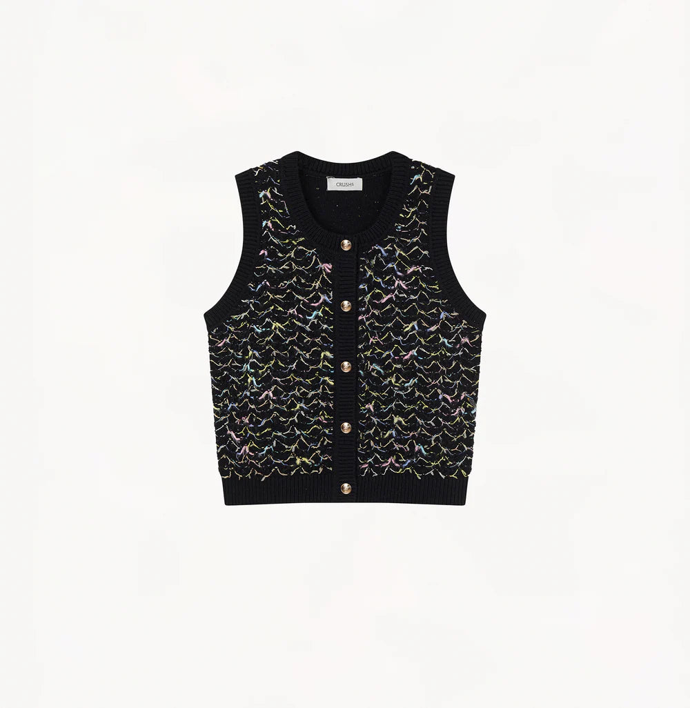 BOUCLÉ WAVY-STRIPED WAISTCOAT