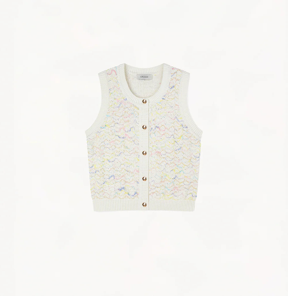 BOUCLÉ WAVY-STRIPED WAISTCOAT