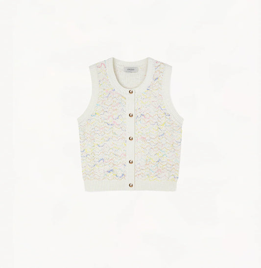 BOUCLÉ WAVY-STRIPED WAISTCOAT
