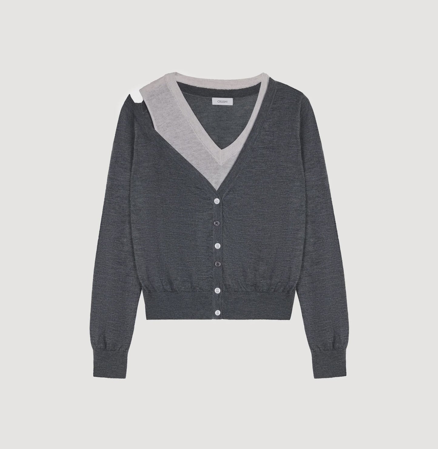 CASHMERE FAUX TWO-PIECE CARDIGAN