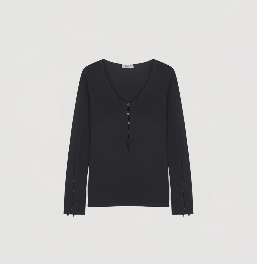 SILK CASHMERE BUTTONED TOP