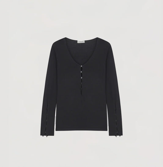 SILK CASHMERE BUTTONED TOP