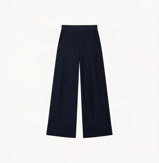 DENIM-LOOK WIDE-LEG FLARED TROUSERS