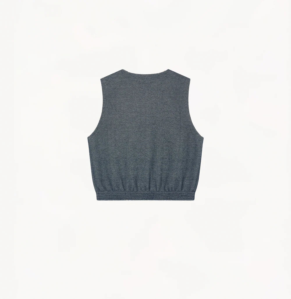 DENIM-LOOK V-NECK WAISTCOAT