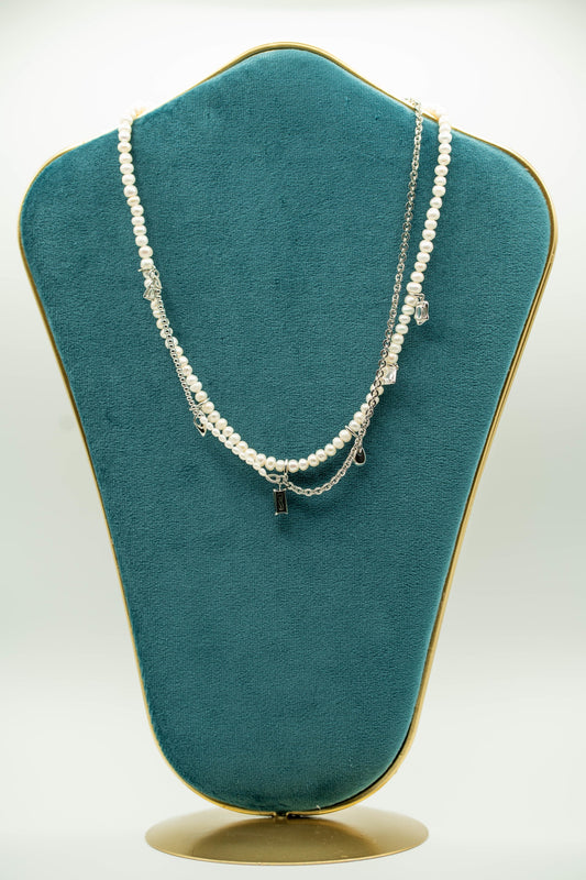 Layered Natural Pearl Necklace Pearl 46cm