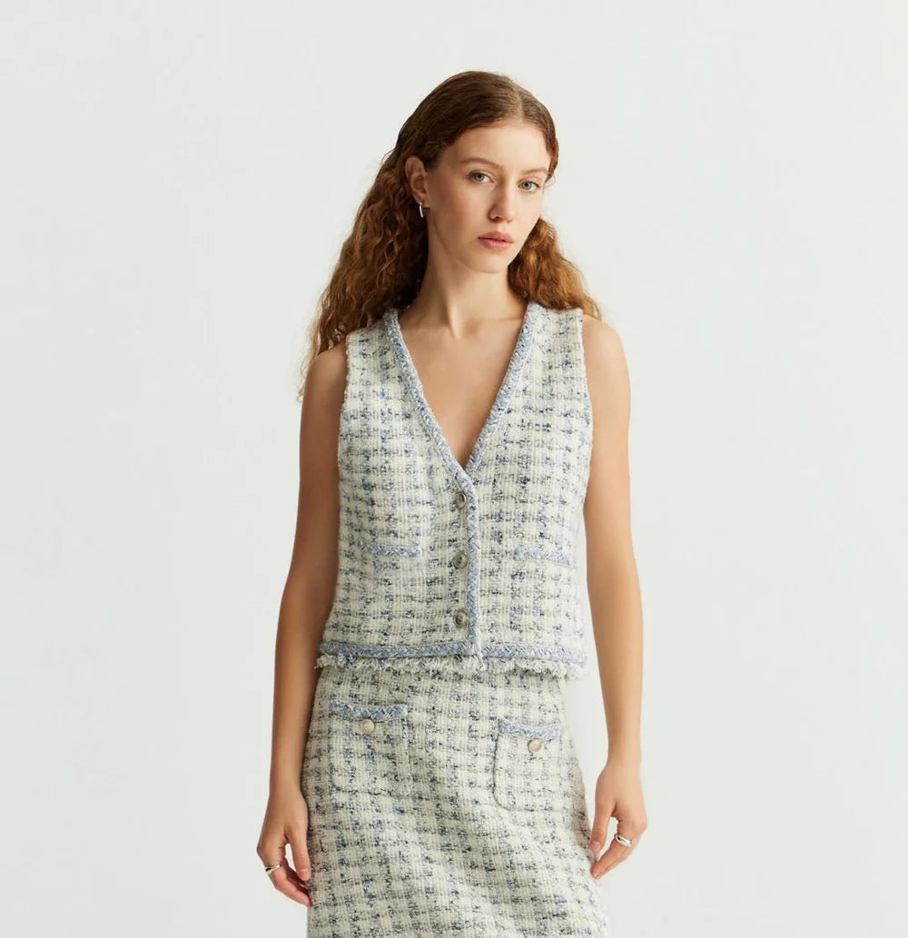 HOUNDSTOOTH V-NECK VEST