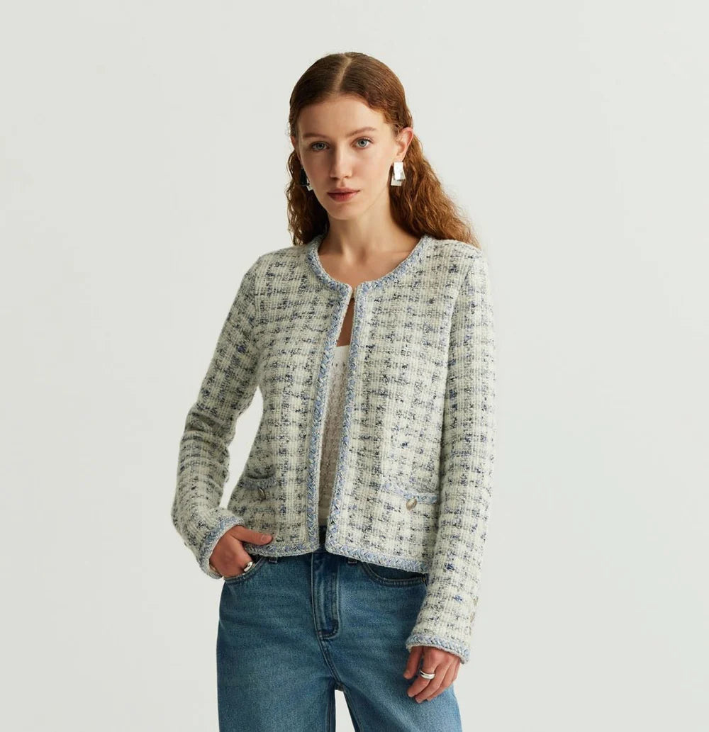 HOUNDSTOOTH CREWNECK JACKET